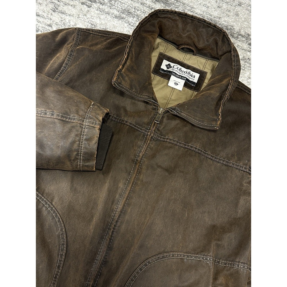 Vintage Columbia Brown Quilted Jacket Mens 2XL Washed Chore Barn Workwear Coat - Picture 2 of 14